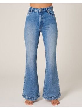 Rollas Eastcoast Flare Mid Blue Wash - Size 30